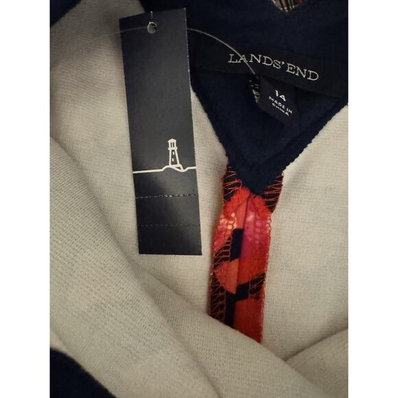 Lands' End Sleeveless Pink Flowers Ponte' Knit Dress Sz 14 NWT Cruise Preppy - Picture 7 of 9